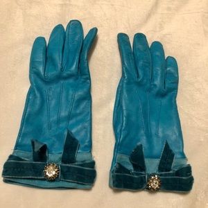 Coach Gloves with Velvet Embellishments